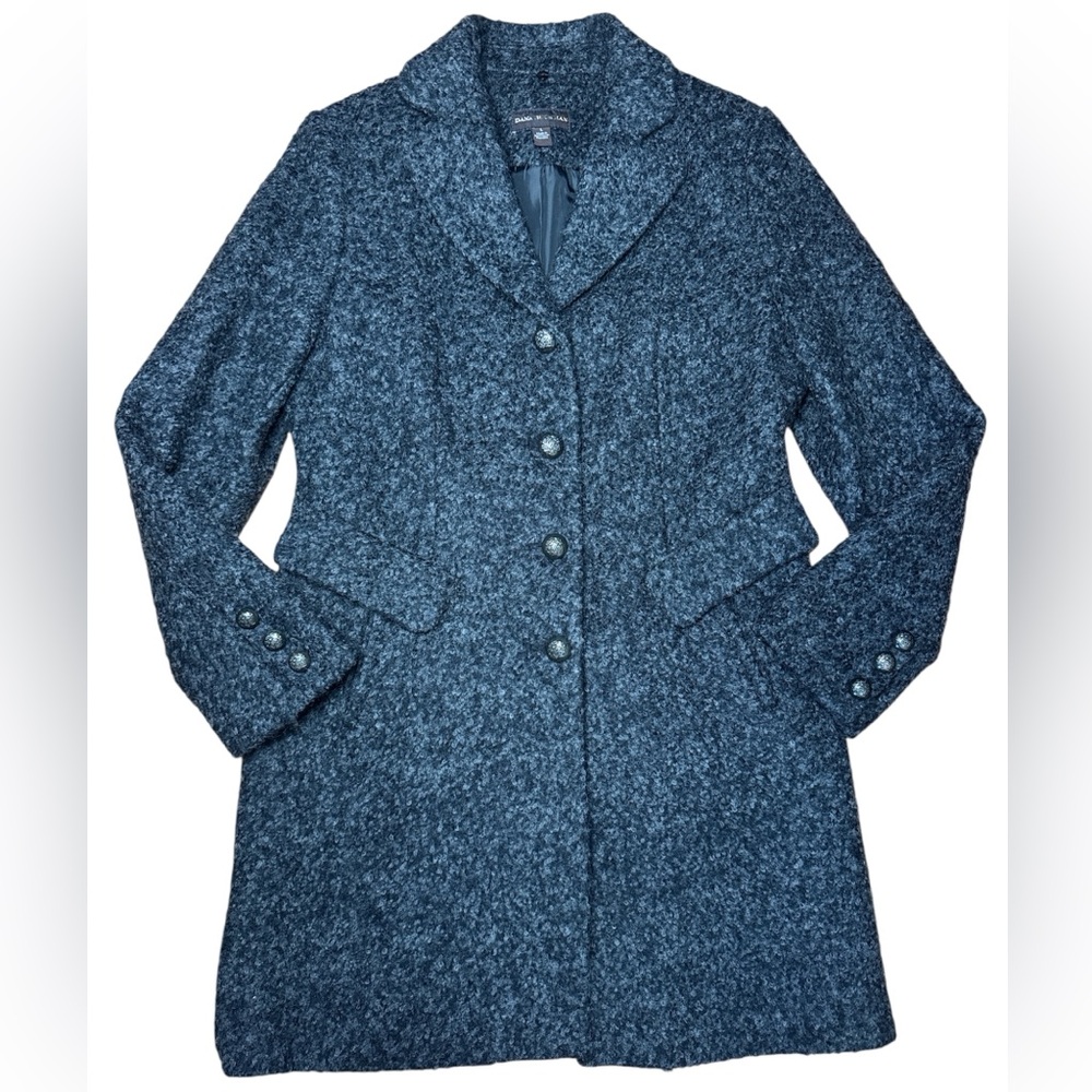 Dana Buchman Gray Wool Blend Pea Coat Large